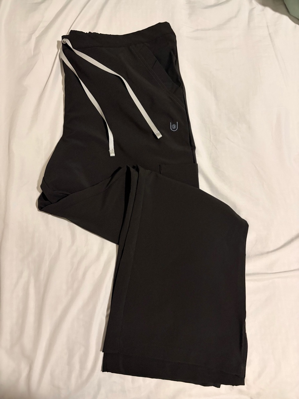 Urbane Black Drawstring Wide Leg Scrub Pants ** size PLG **